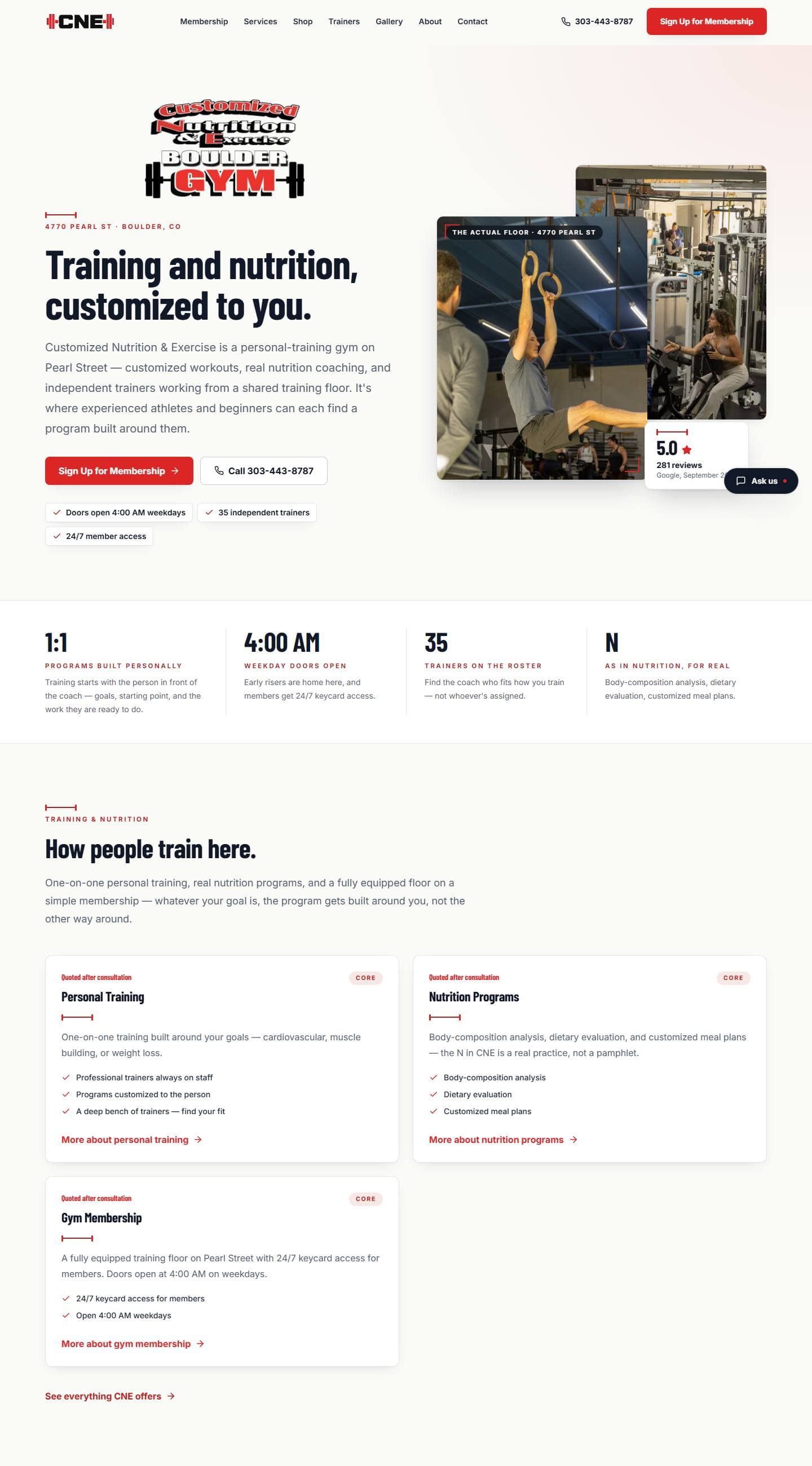 CNE Fitness website — a capture of our work