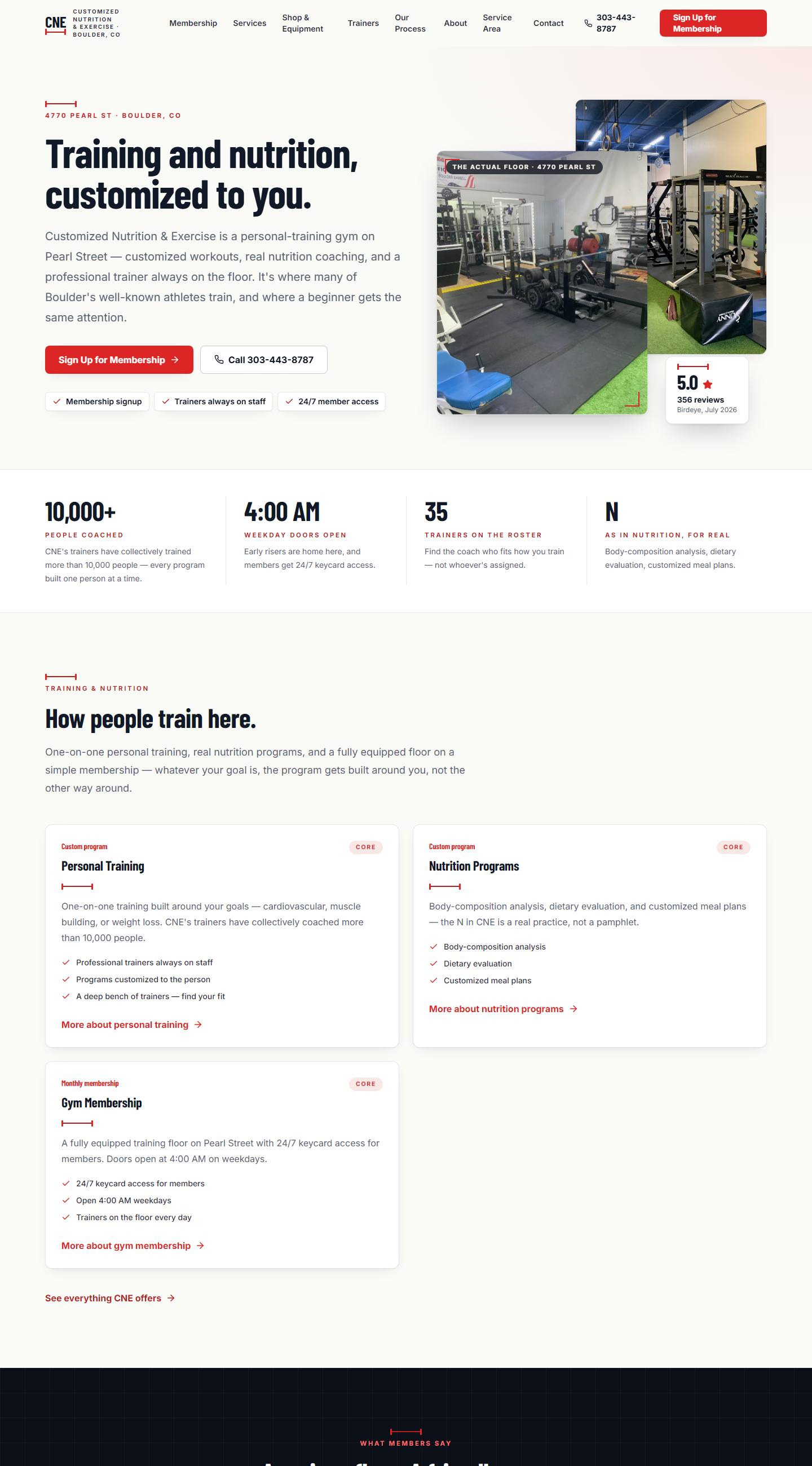 CNE Fitness — full-page capture