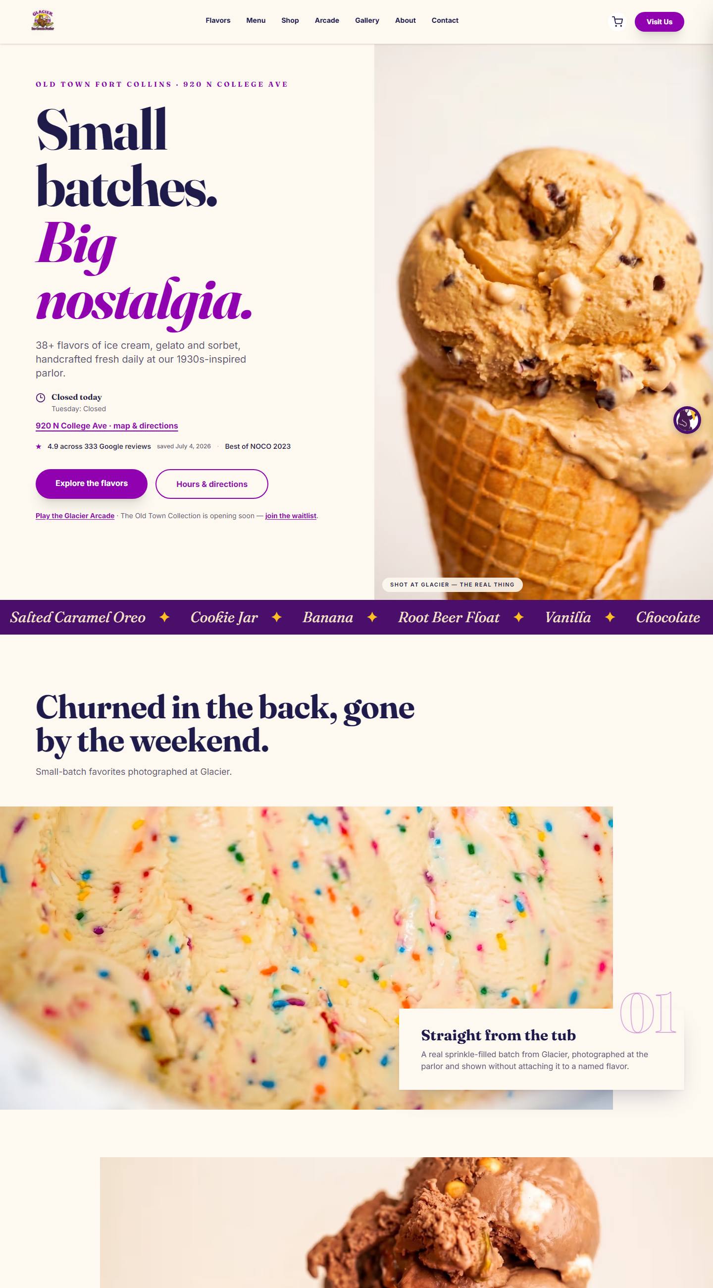 Glacier Ice Cream — full-page capture
