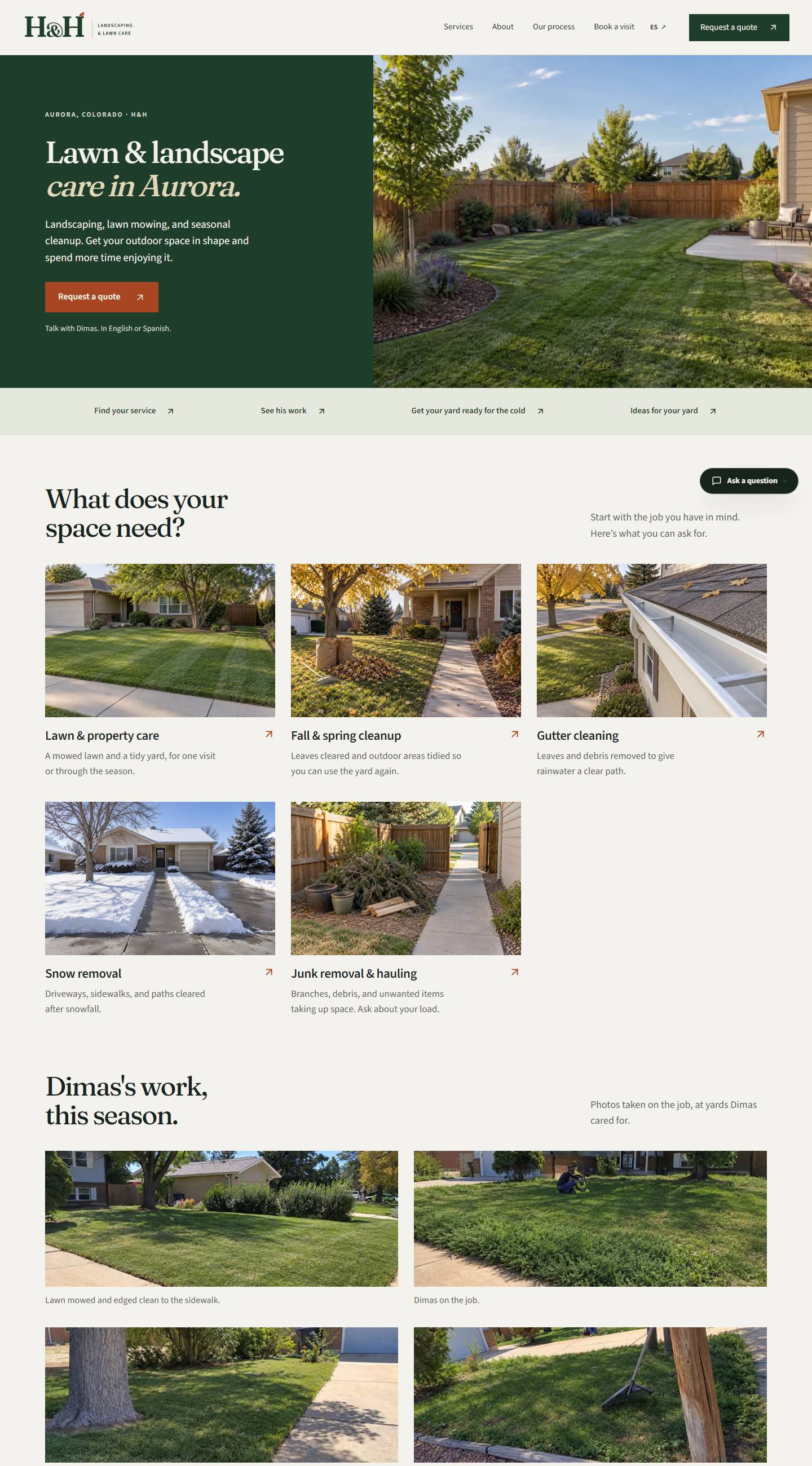 H & H Landscaping and Lawn — full-page capture